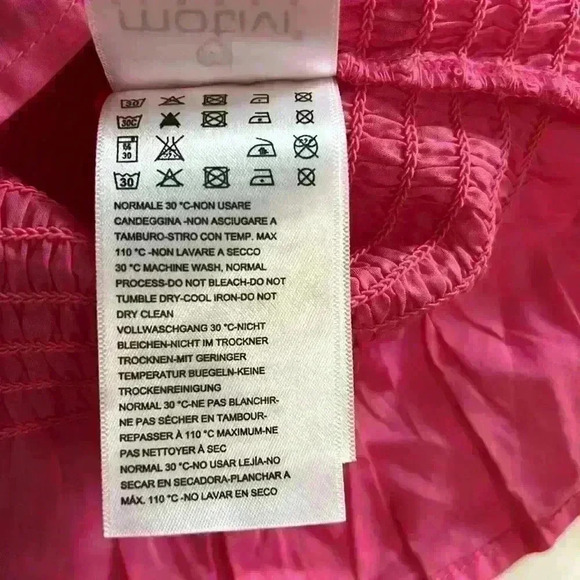 NWT italy MOTIVI PINK! 100% cotton cropped smocked top w/open shoulder - Picture 9 of 9